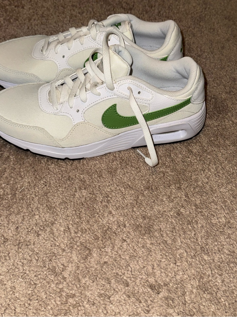Nike Cream White Sneakers with Green Swoosh